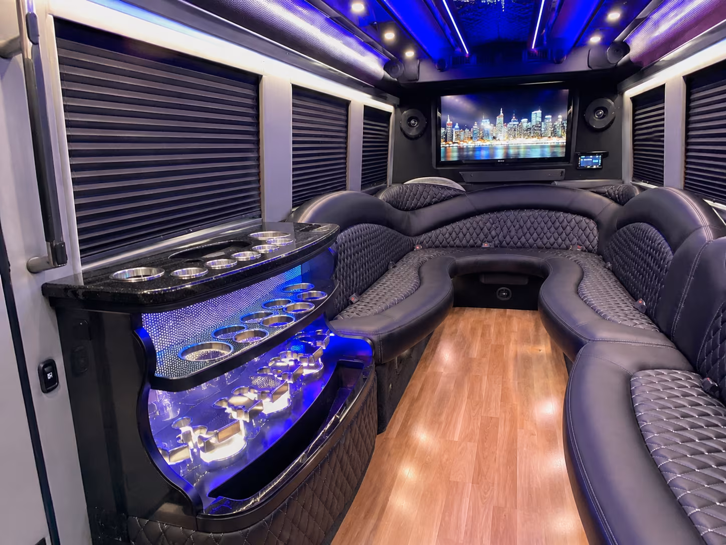 Durham Bachelor & Bachelorette Transportation party bus interior