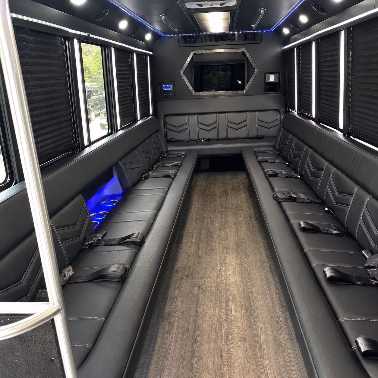 Durham Private Event Transportation party bus exterior