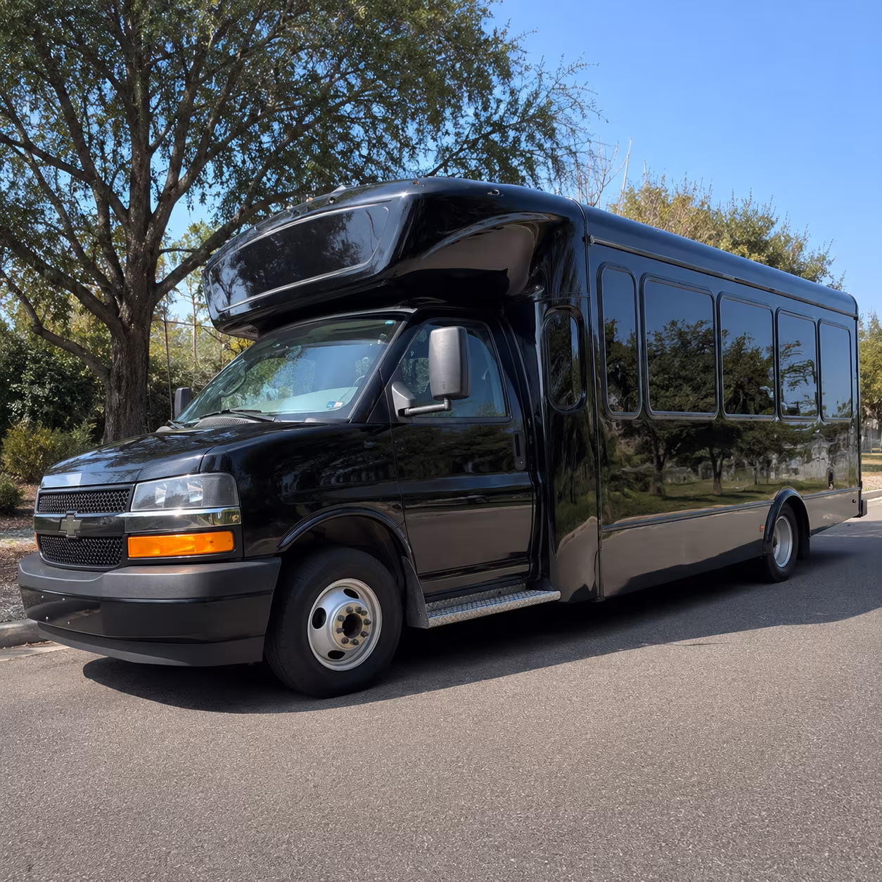 Durham Private Event Transportation party bus exterior