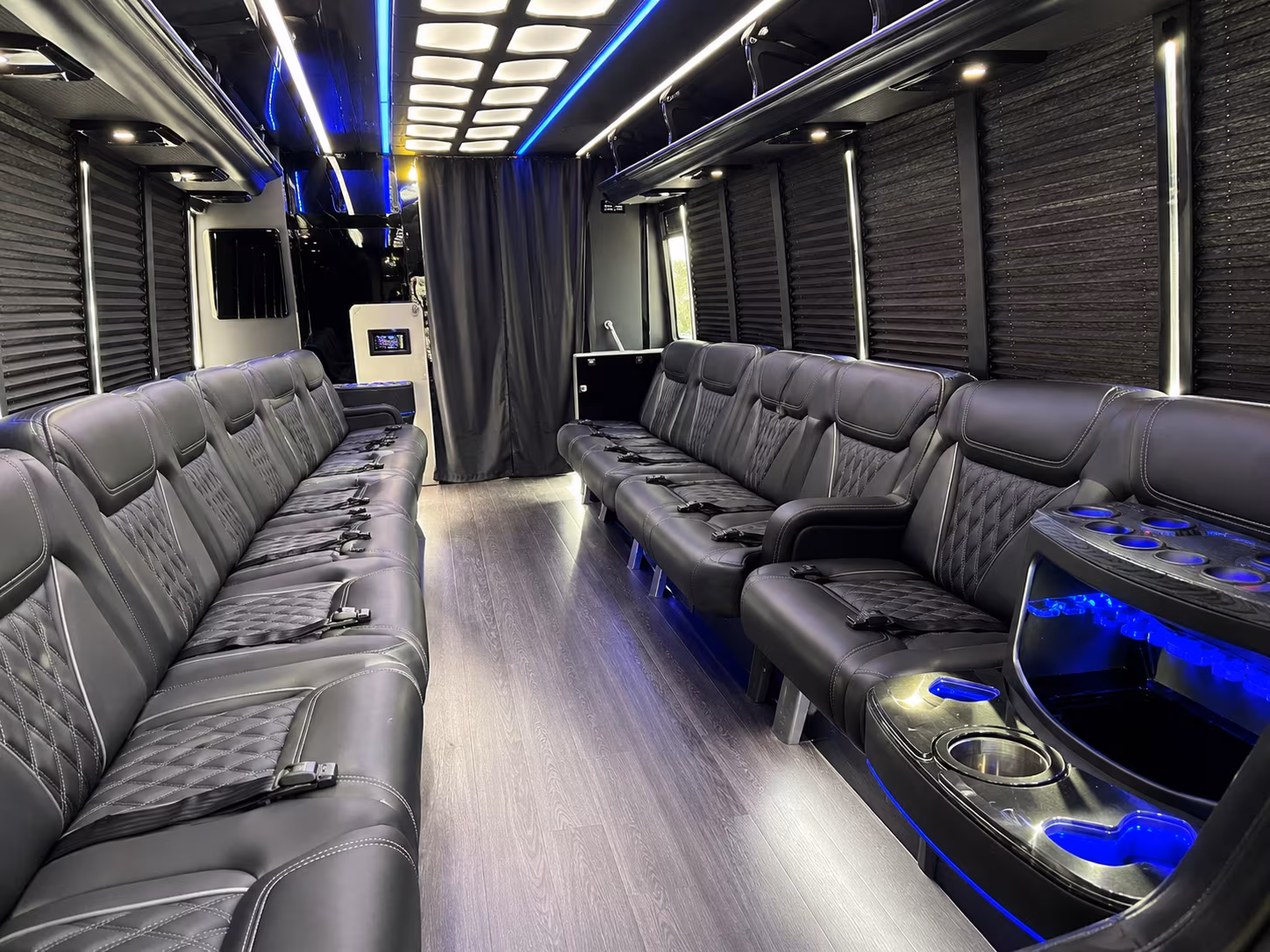 Durham Wedding Transportation party bus exterior